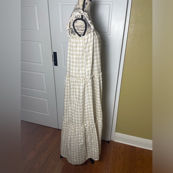 Charlie Holiday Lottie Maxi Tiered Gingham Dress Size 4 Cotton and Linen - Picture 6 of 12